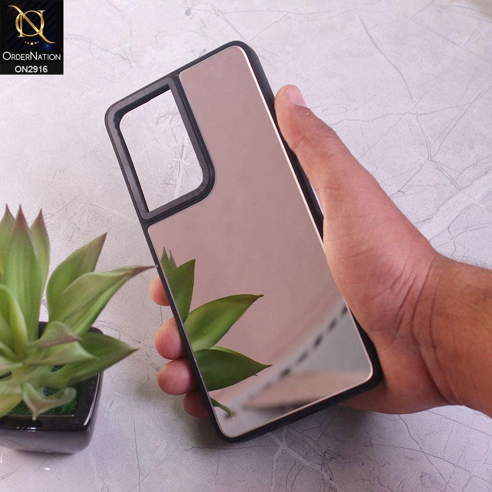 Samsung Galaxy S21 Ultra 5G Cover - Silver - Makeup Mirror Shine Soft Case
