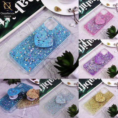 Realme 2 Pro Cover - Rose Gold - Shiny Fancy Glitter Case with Heart Mobile Holder - Glitter Does Not Move