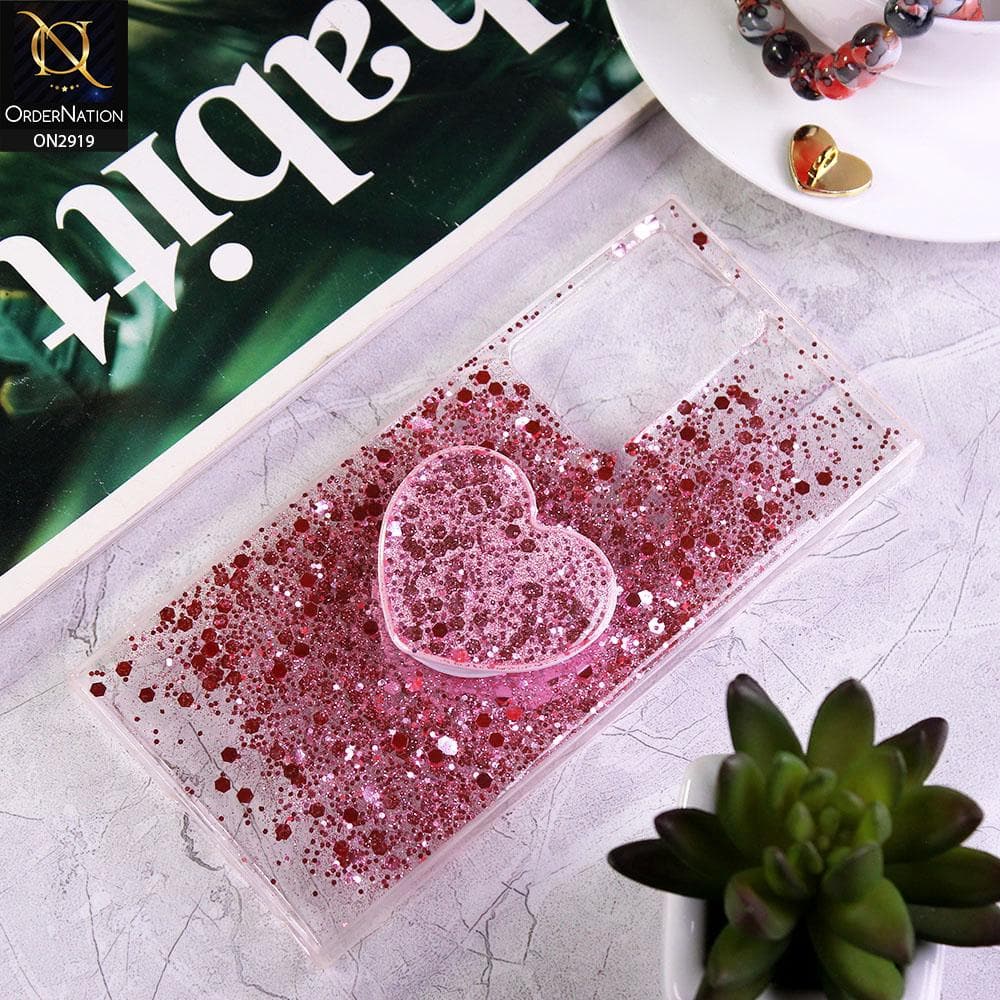 Samsung Galaxy Note 20 Ultra Cover - Rose Gold - Shiny Fancy Glitter Case with Heart Mobile Holder - Glitter Does Not Move