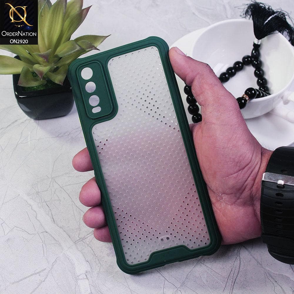 Vivo Y11s Cover - Green - New Breathing Series Soft Borders Protective Case
