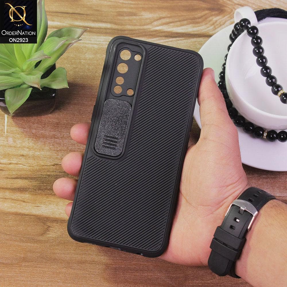 Oppo Reno 3 5G Cover - Black - New Soft Silicone Camera Shutter Case