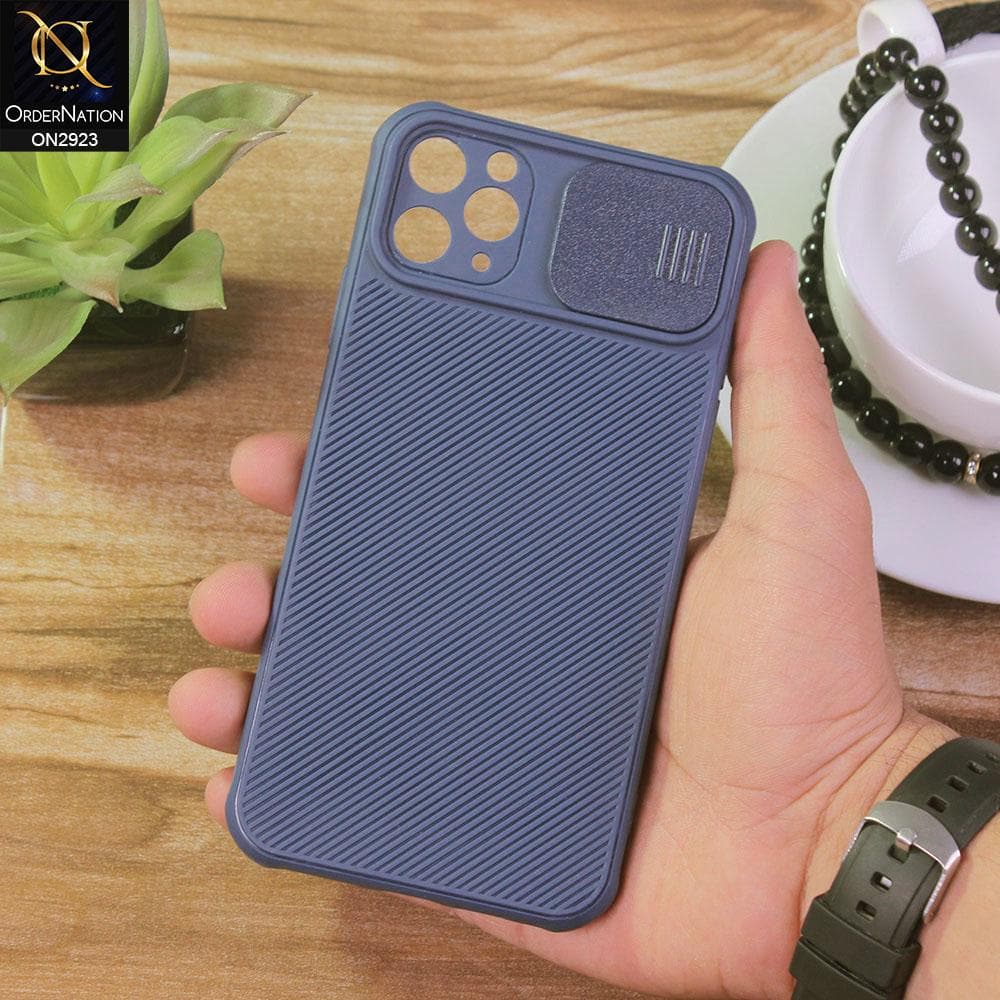 iPhone 11 Pro Max Cover - Blue - New Soft Silicone Camera Shutter Case