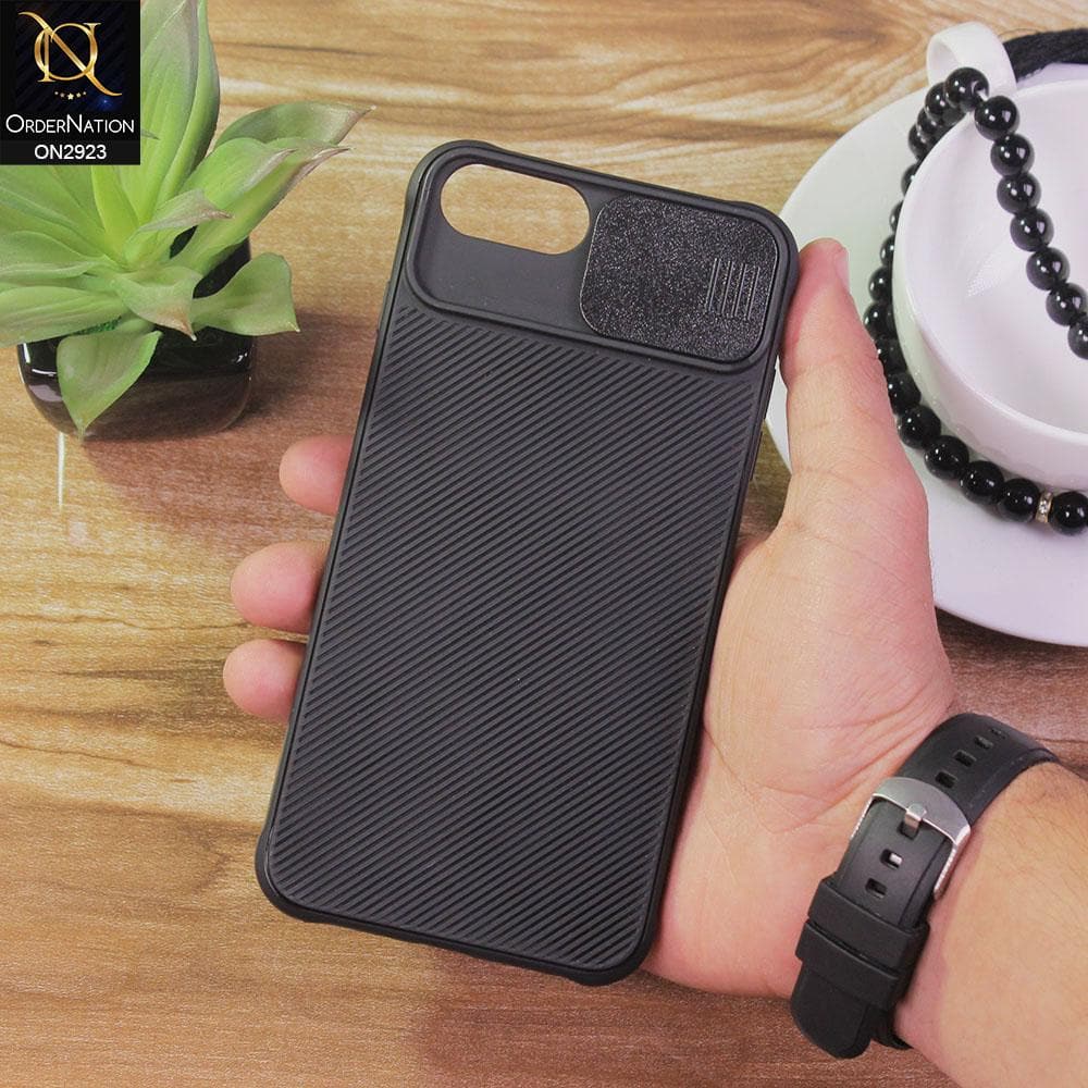 iPhone 8 Plus / 7 Plus Cover - Black - New Soft Silicone Camera Shutter Case