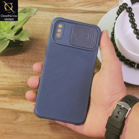 iPhone XS / X Cover - Blue - New Soft Silicone Camera Shutter Case