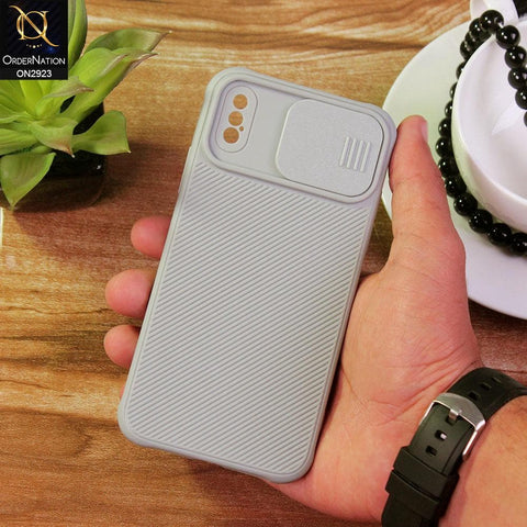 iPhone XS / X Cover - Gray - New Soft Silicone Camera Shutter Case