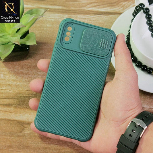 iPhone XS / X Cover - Green - New Soft Silicone Camera Shutter Case