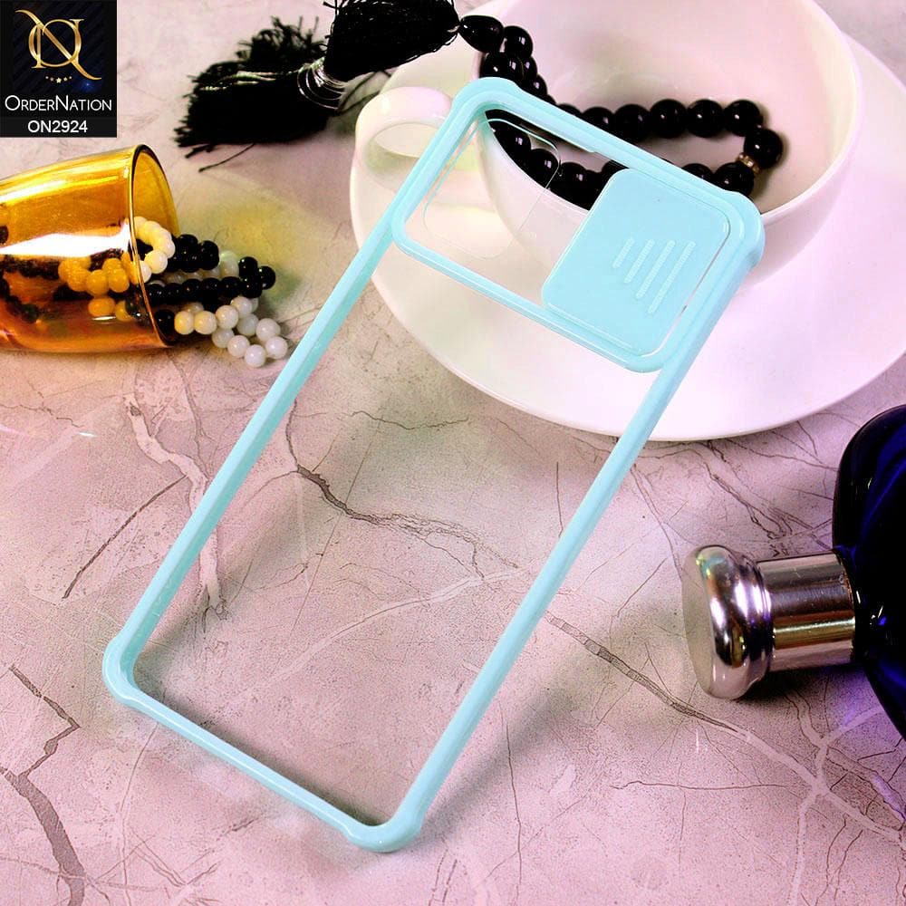 Samsung Galaxy A51 Cover - Aqua - New Camera Slide Protection Soft Border Transparent Case