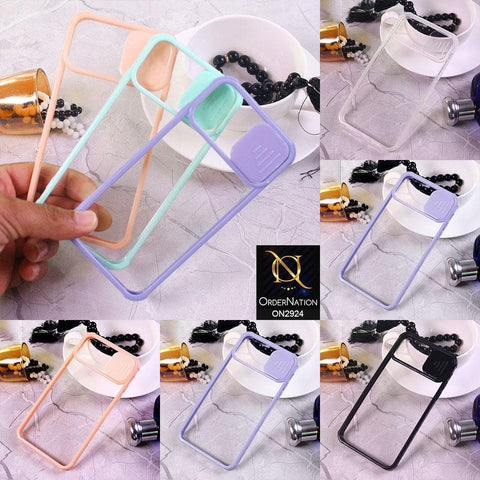 iPhone 6S / 6 Cover - Aqua - New Camera Slide Protection Soft Border Transparent Case