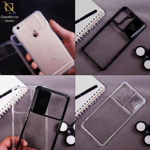 iPhone 12 Cover - Pink - New Camera Slide Protection Soft Border Transparent Case