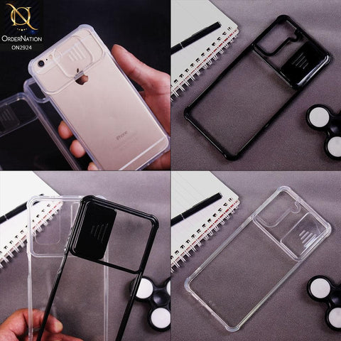 iPhone 6S / 6 Cover - Aqua - New Camera Slide Protection Soft Border Transparent Case
