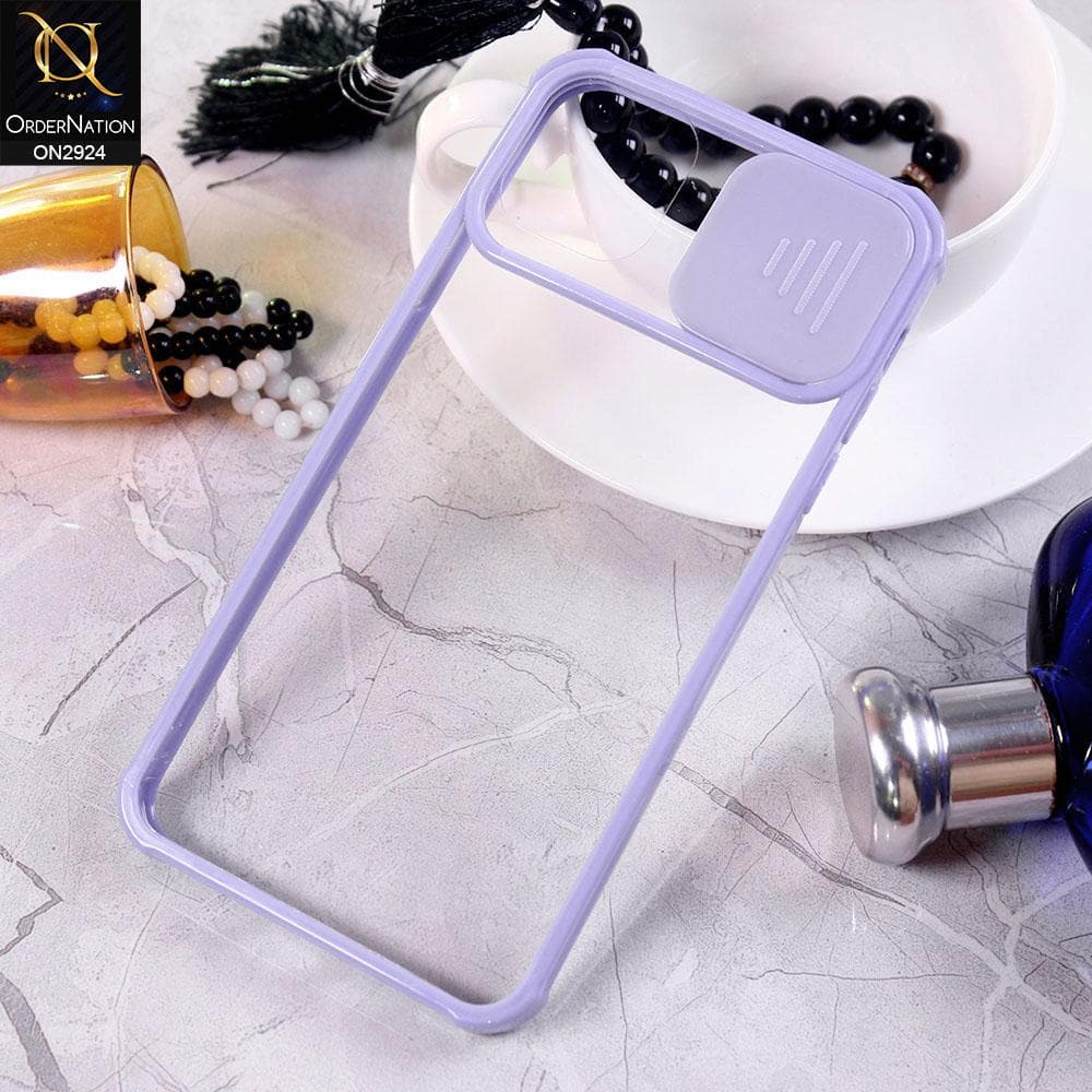 iPhone 11 Cover - Purple - New Camera Slide Protection Soft Border Transparent Case