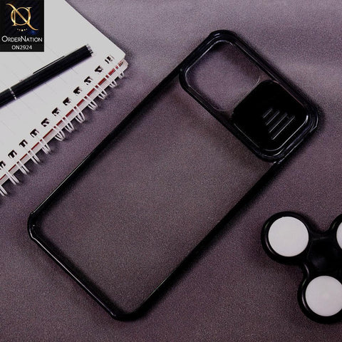 iPhone 12 Pro Cover - Black - New Camera Slide Protection Soft Border Transparent Case