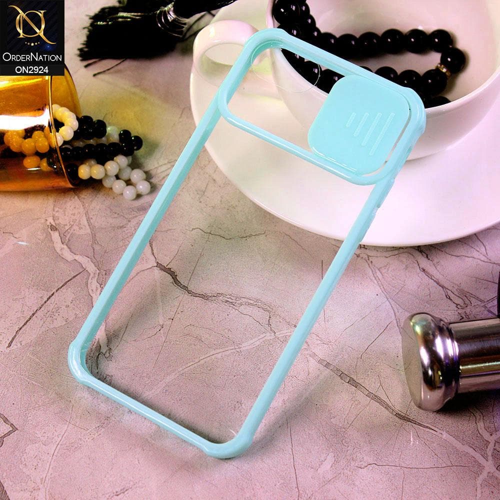 iPhone 6S / 6 Cover - Aqua - New Camera Slide Protection Soft Border Transparent Case