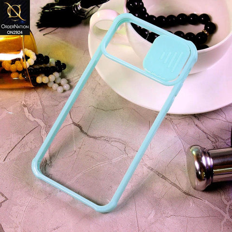 iPhone 6S / 6 Cover - Aqua - New Camera Slide Protection Soft Border Transparent Case