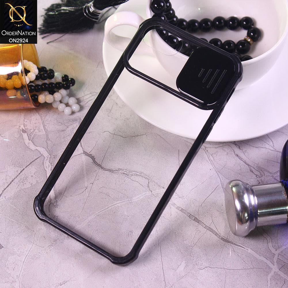 iPhone 6S / 6 Cover - Black - New Camera Slide Protection Soft Border Transparent Case