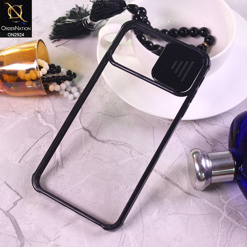 iPhone 8 Plus / 7 Plus Cover - Black - New Camera Slide Protection Soft Border Transparent Case