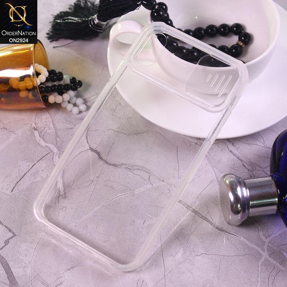 iPhone XS / X Cover - Transparent - New Camera Slide Protection Soft Border Transparent Case