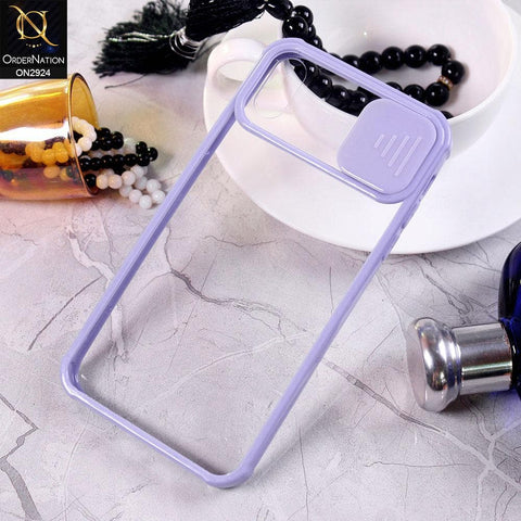 iPhone XS Max Cover - Purple - New Camera Slide Protection Soft Border Transparent Case