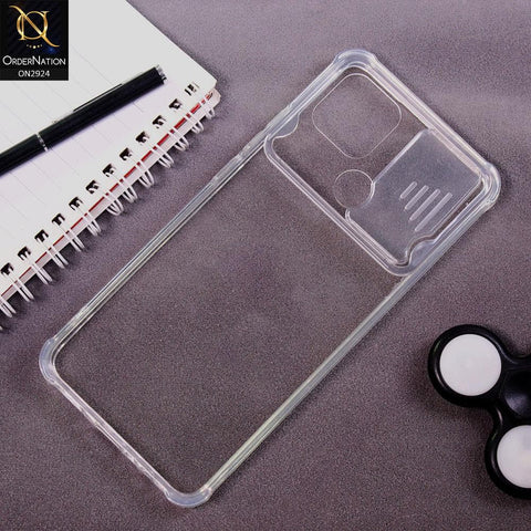 Oppo A15 Cover - Transparent - New Camera Slide Protection Soft Border Transparent Case