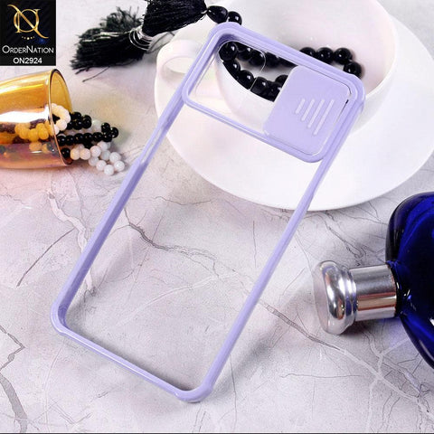 Xiaomi Poco M3 Cover - Purple - New Camera Slide Protection Soft Border Transparent Case