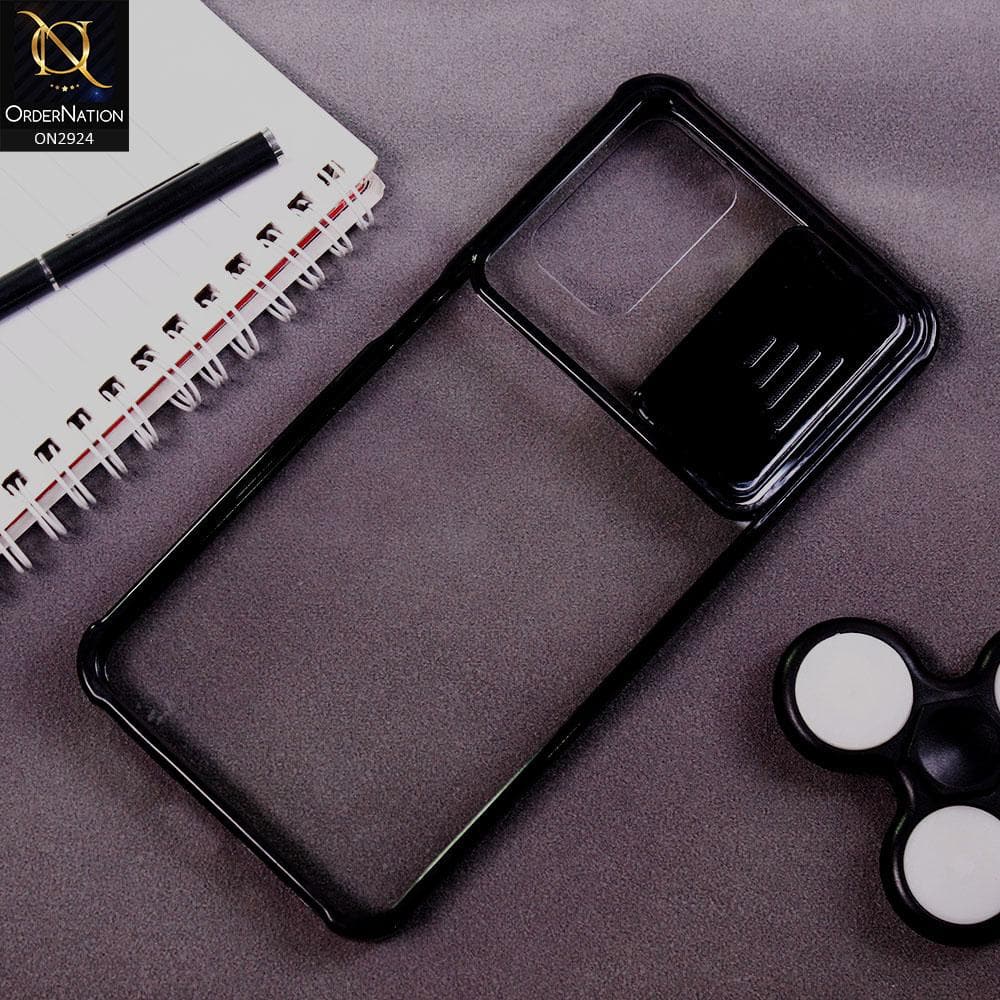 Xiaomi Redmi 9T Cover - Black - New Camera Slide Protection Soft Border Transparent Case