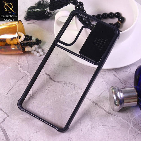 Samsung Galaxy S21 5G Cover - Black - New Camera Slide Protection Soft Border Transparent Case