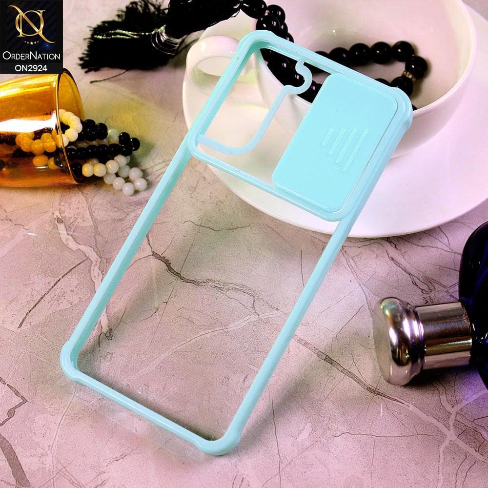 Samsung Galaxy S21 Plus 5G Cover - Aqua - New Camera Slide Protection Soft Border Transparent Case