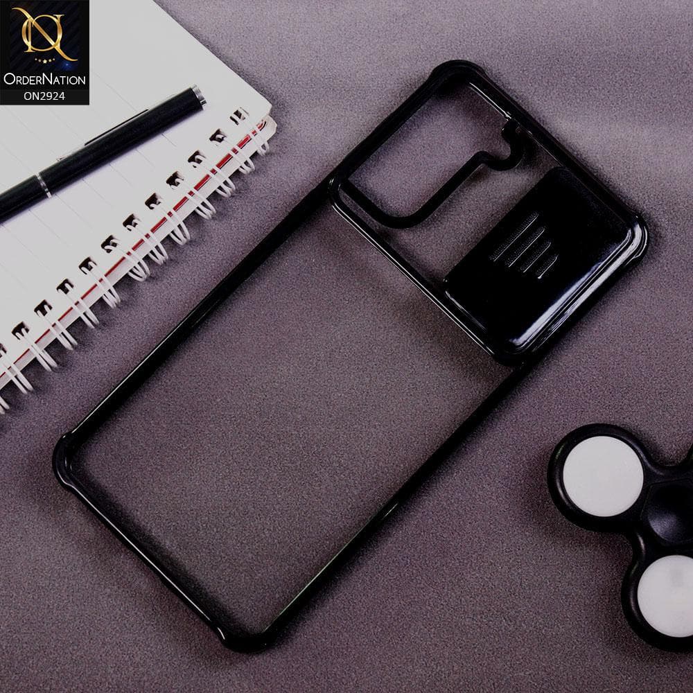 Samsung Galaxy S21 Plus 5G Cover - Black - New Camera Slide Protection Soft Border Transparent Case