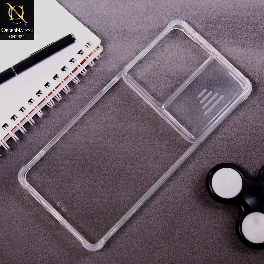 Samsung Galaxy S21 Ultra 5G Cover - Transparent - New Camera Slide Protection Soft Border Transparent Case