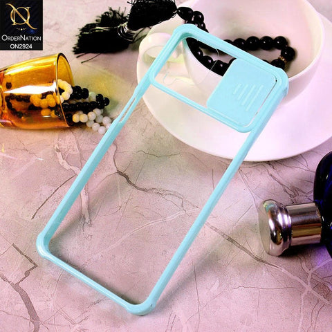 Samsung Galaxy A12 Cover - Aqua - New Camera Slide Protection Soft Border Transparent Case
