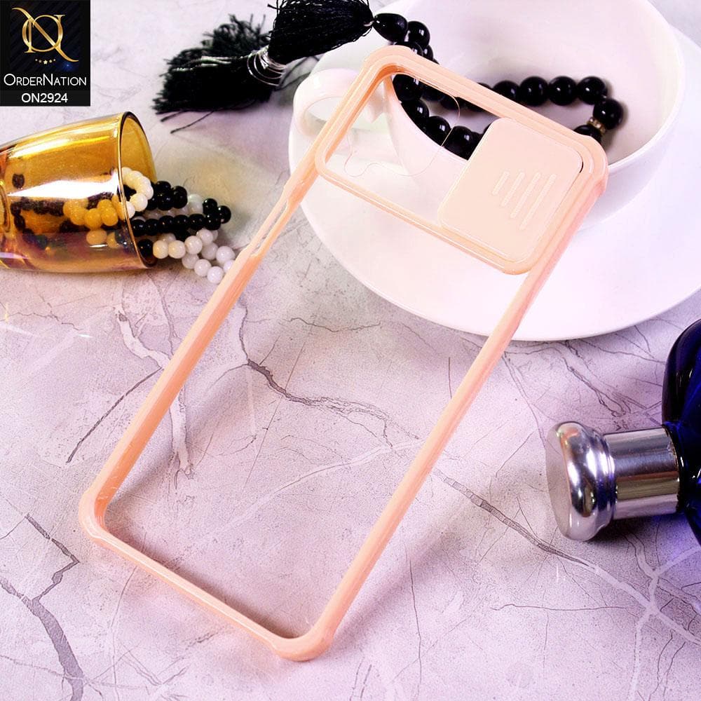 Samsung Galaxy A12 Cover - Pink - New Camera Slide Protection Soft Border Transparent Case