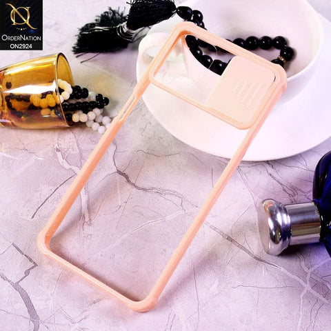 Samsung Galaxy A12 Cover - Pink - New Camera Slide Protection Soft Border Transparent Case