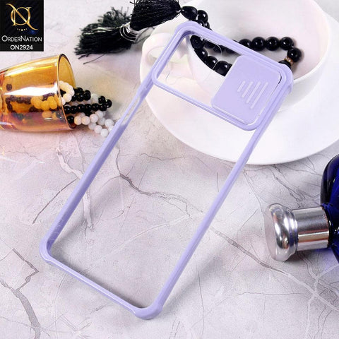 Samsung Galaxy A12 Cover - Purple - New Camera Slide Protection Soft Border Transparent Case