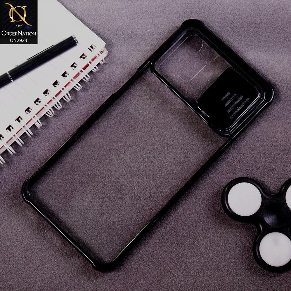 Samsung Galaxy A32 4G Cover - Black - New Camera Slide Protection Soft Border Transparent Case
