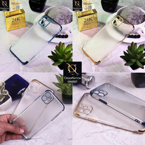 iPhone 12 Pro Cover - Black - Classic Electroplating Borders Soft Matte Semi Transparent Case