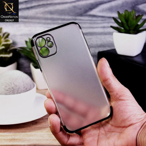 iPhone 11 Cover - Black - Classic Electroplating Borders Soft Matte Semi Transparent Case