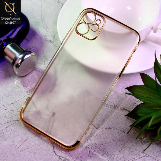 iPhone 11 Cover - Rose Gold - Classic Electroplating Borders Soft Matte Semi Transparent Case