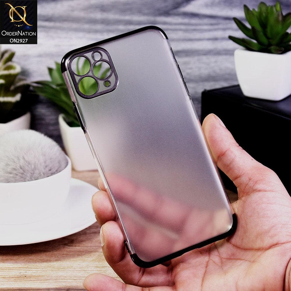 iPhone 11 Pro Cover - Black - Classic Electroplating Borders Soft Matte Semi Transparent Case