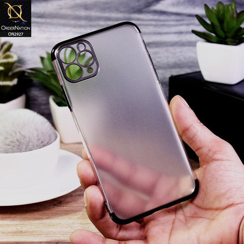iPhone 11 Pro Max Cover - Black - Classic Electroplating Borders Soft Matte Semi Transparent Case