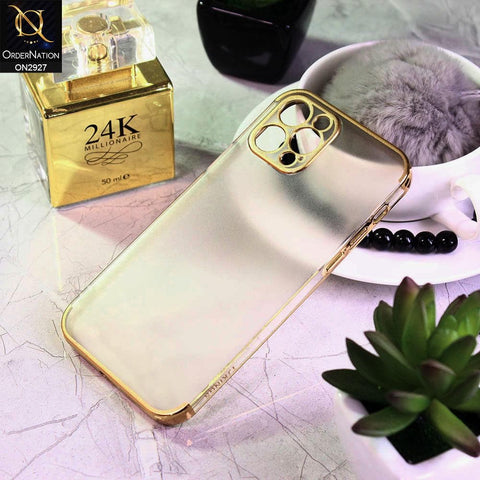 iPhone 12 Pro Max Cover - Golden - Classic Electroplating Borders Soft Matte Semi Transparent Case