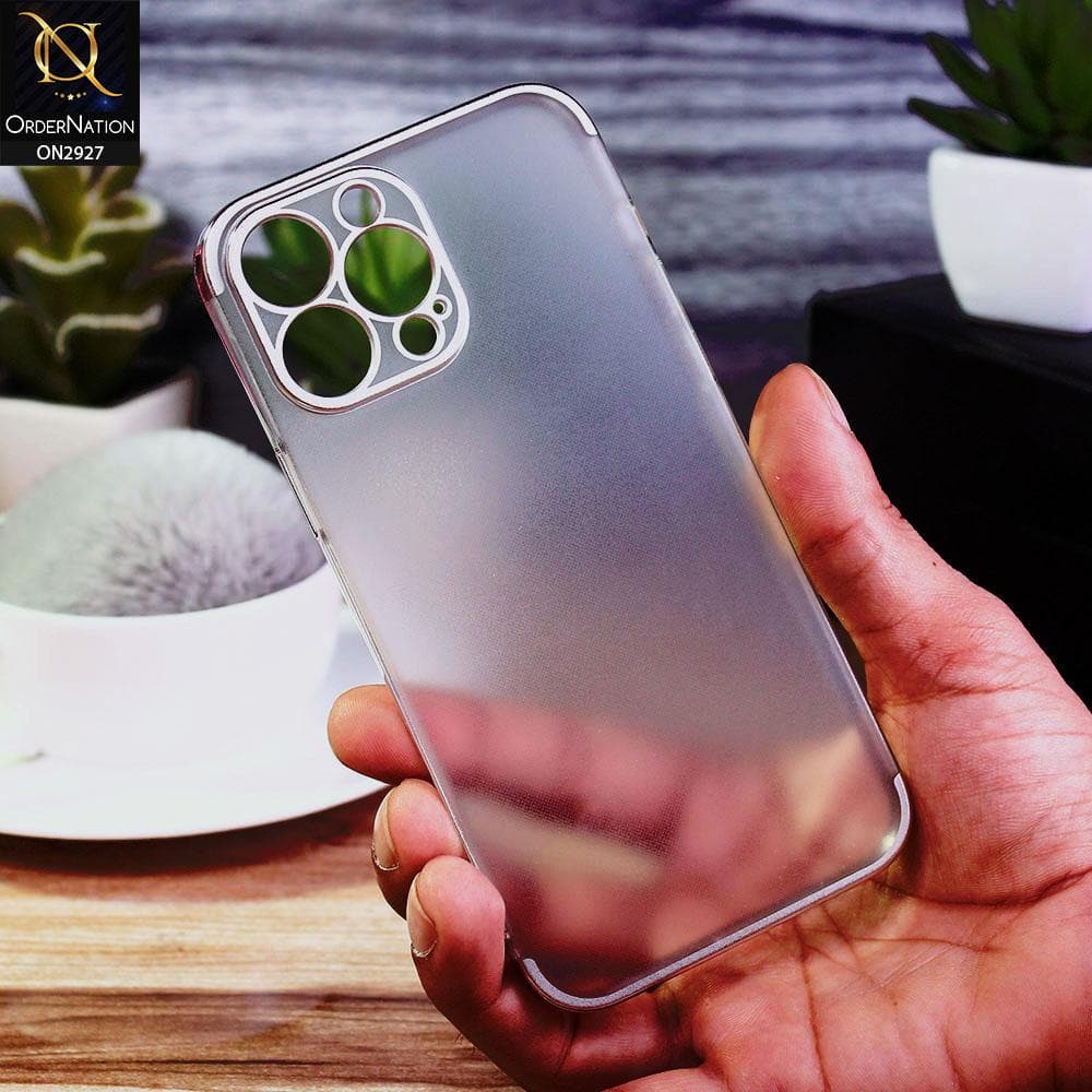 iPhone 13 Pro Cover - Silver - Classic Electroplating Borders Soft Matte Semi Transparent Case