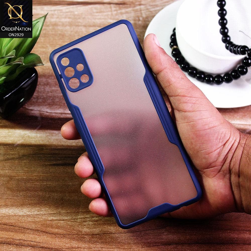 Samsung Galaxy A71 - Blue - Semi Transparent Ultra Thin Paper Shell Soft Borders Case