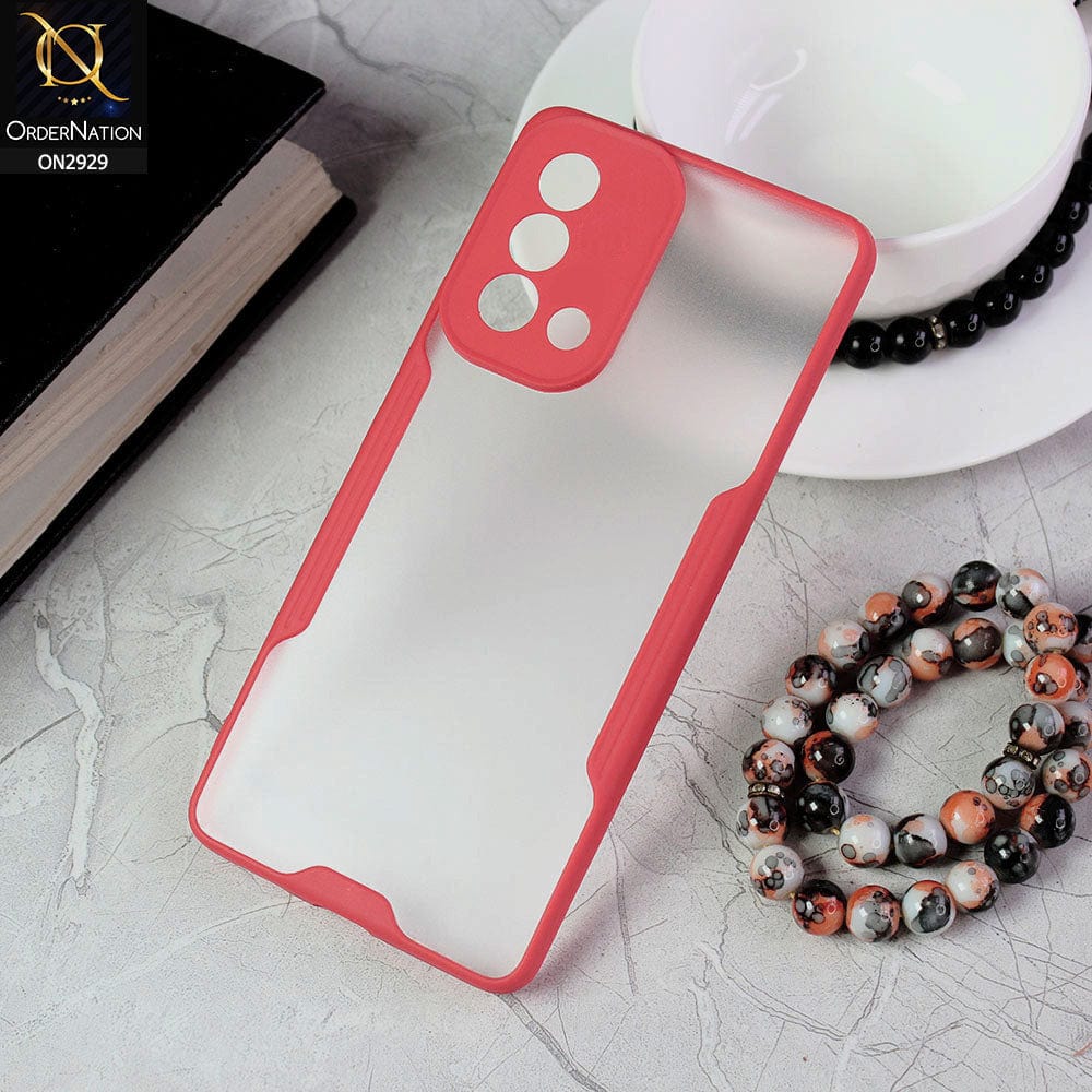 Oppo A95 - Red - Semi Transparent Ultra Thin Paper Shell Soft Borders Case