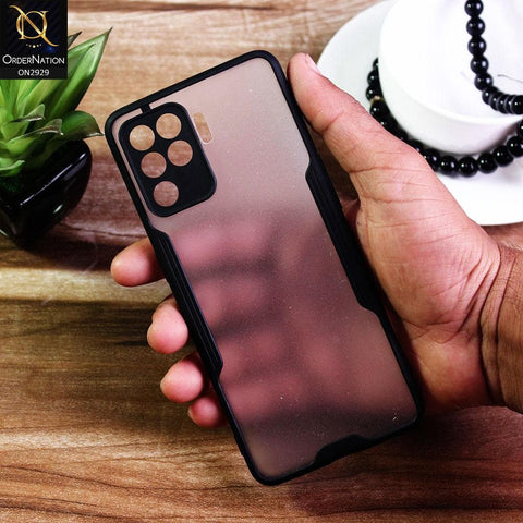 Oppo A94 - Black - Semi Transparent Ultra Thin Paper Shell Soft Borders Case