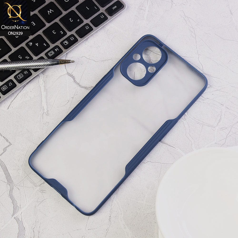 Oppo Reno 7 Lite Cover - Blue - Semi Transparent Ultra Thin Paper Shell Soft Borders Case