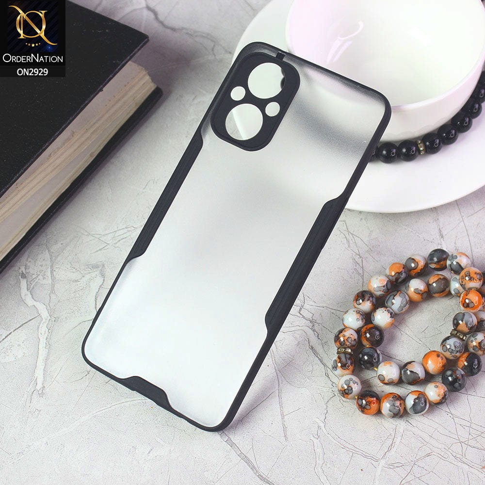 Oppo Reno 7z Cover - Black - Semi Transparent Ultra Thin Paper Shell Soft Borders Case