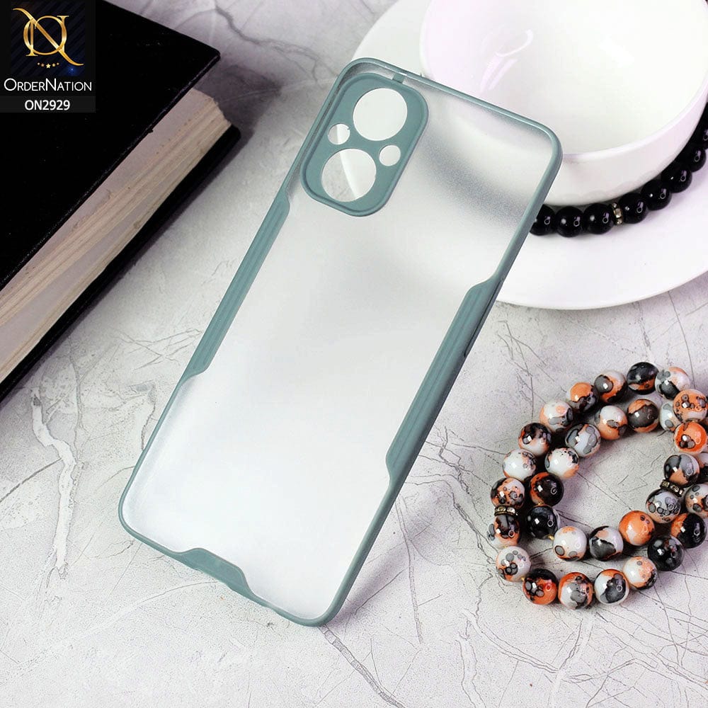 Oppo Reno 7z Cover - Green - Semi Transparent Ultra Thin Paper Shell Soft Borders Case