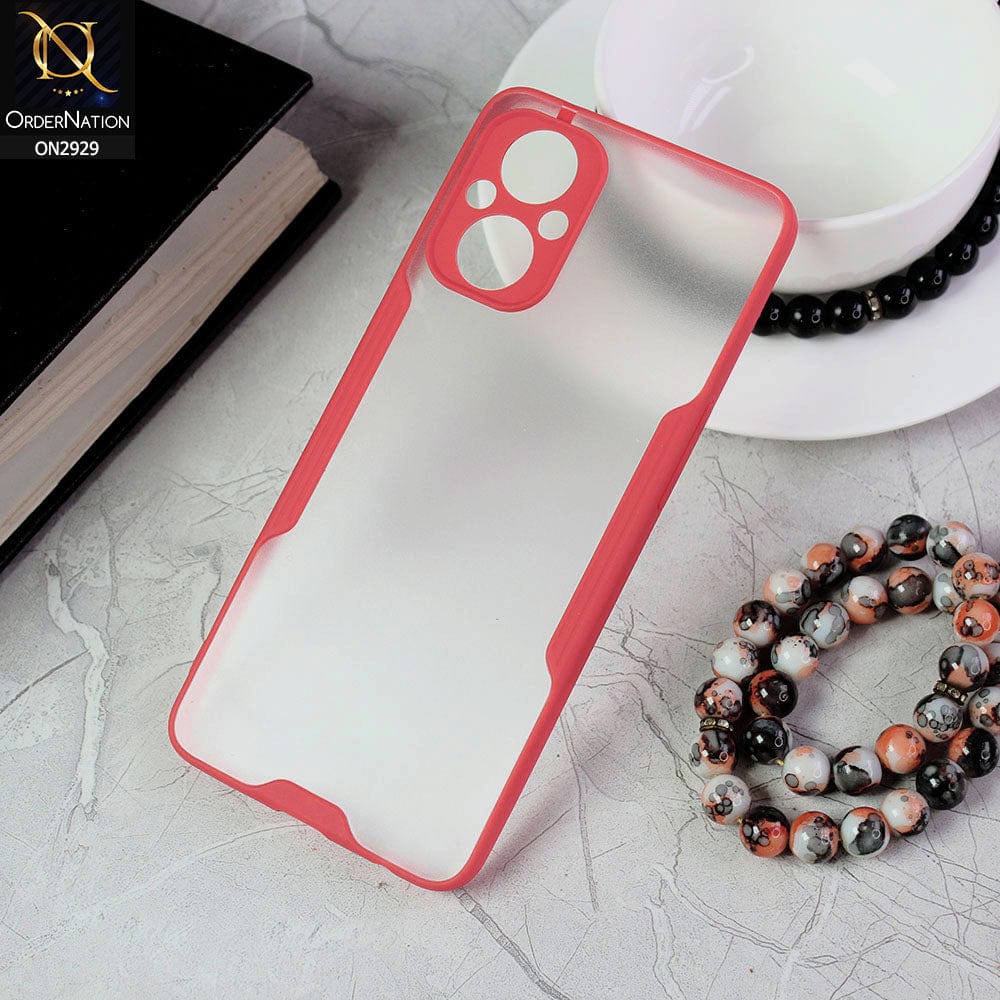 Oppo Reno 7z Cover - Red - Semi Transparent Ultra Thin Paper Shell Soft Borders Case