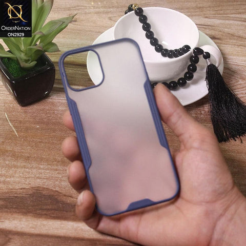 iPhone 12 Pro Cover - Blue - Semi Transparent Ultra Thin Paper Shell Soft Borders Case