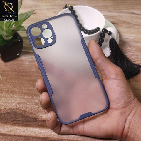 iPhone 12 Pro Max Cover - Blue - Semi Transparent Ultra Thin Paper Shell Soft Borders Case
